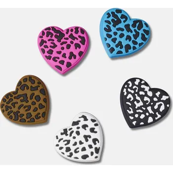 Dívčí pantofle Odznáček Jibbitz - Leopard Animal Print Heart - 5 ks