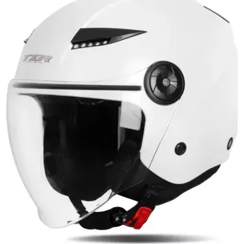 Helma na motorku Otevřená helma na motorku/skútr TXR Jet perleťově bílá, se sluneční clonou
