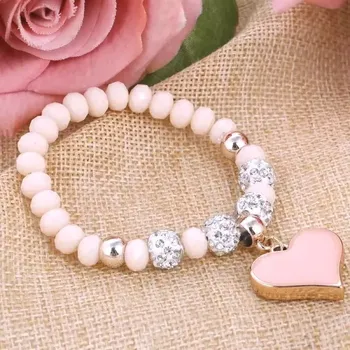 Náramek Fally Náramek se štrasovými kamínky Beige Heart OJ980