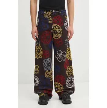 Pánské kalhoty Bavlněné kalhoty Kenzo Futura Turn Up Wide Fit pánské, hnědá barva, FF65PA3839G2, 31, 89X