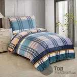 Mikroplyšové povlečení Premium 140x200+70x90 Modré káro
