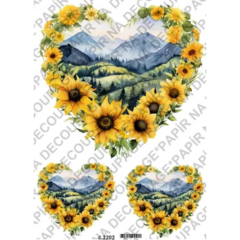 Umělecký papír Rýžový a soft papír na decoupage - Slunečnice, podzim - KB2202 Materiál: Soft, Rozměr: A4