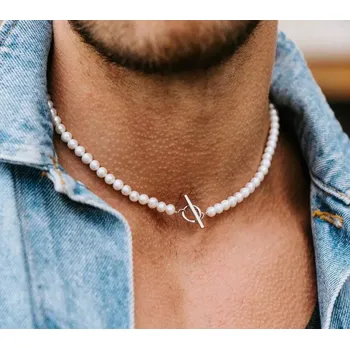 Náhrdelník B-TOP Pánský perlový náhrdelník Temperament Délka: 50 cm