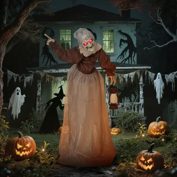 Outsunny Halloweenská dekorace čarodějnice 150 cm Hnědá