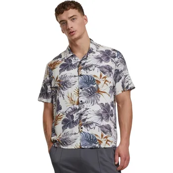 Letní plážová pánská košile z lehké viskózy Urban Classics Barva: blueleaves, Velikost: 3XL