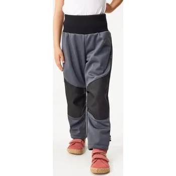 Oblečení a móda Unuo, Dětské softshellové kalhoty s fleecem pružné Flexi, Tm. Šedá, Tm. Šedá - 146/152