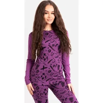 Unuo, Dámské merino triko s dlouhým rukávem Nature, Ostružinová, Kresba - M