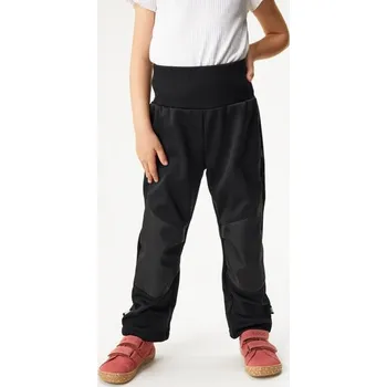 Chlapecké kalhoty Unuo, Dětské softshellové kalhoty s fleecem pružné Flexi, Černá, Černá - 146/152