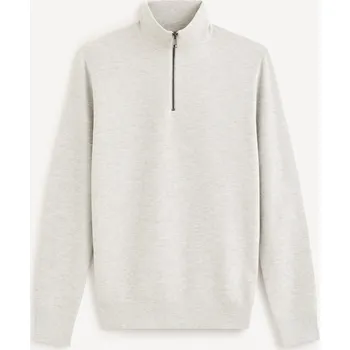 Pánský svetr Celio Svetr Celim s límcem na zip 1131160 Šedá XL