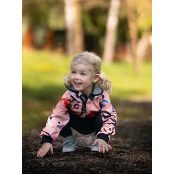 Dívčí bunda Unuo, Dětská softshellová bunda bez zateplení pružná Basic, Meruňková, Fantazie - 122/128