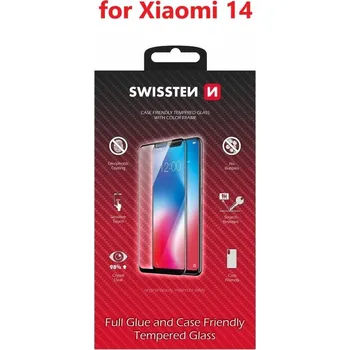 SKLO SWISSTEN FULL GLUE, COLOR FRAME, CASE FRIENDLY PRO XIAOMI 14 ČERNÉ