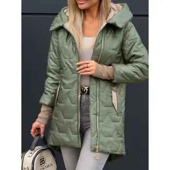 Fashionweek Dámská prošívaná přechodná bunda IT-DEMZI Barva: Khaki, Velikost: 3XL/46