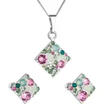 Sada šperků s krystaly Swarovski náušnice, řetízek a přívěsek zelený kosočtverec 39126.3 chrysolite
