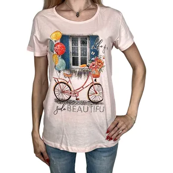Namso Dámské tričko s krátkým rukávem BICYCLE Barva: Růžová, Velikost: L