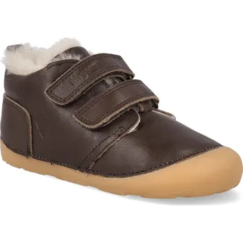 Dívčí zimní obuv Barefoot dětské zimní boty Bisgaard - Carter lamb dark brown hnědé Velikost: 23