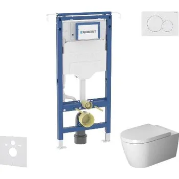 WC sada Geberit Duofix - Set předstěnové instalace, klozetu a sedátka Duravit ME by Starck, tlačítka Sigma01, Rimless, SoftClose, alpská bílá SANI11CP3109