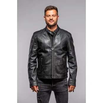 Pánská casual bunda Černá pánská kožená bunda VAN HALEN Velikost L