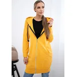 Hořčicová dámská pohodlná dlouhá mikina na zip s kapucí Velikost: ONE SIZE