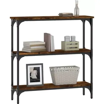 Konzolový stolek Konzolový stolek, kov, dřevo, černá, dub rustikal, LOMIR