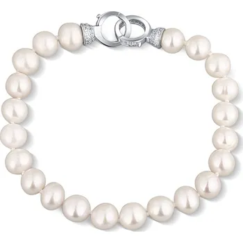 Náramek Moonlit Stříbrný perlový náramek s přírodními bílými perlami