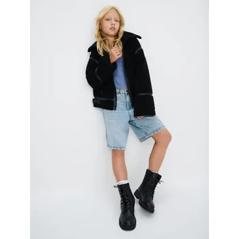 Sinsay - Bunda s umělým beránkem - černá - 525EZ-99X - 525EZ-99X-152