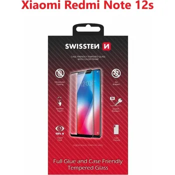 SKLO SWISSTEN FULL GLUE, COLOR FRAME, CASE FRIENDLY PRO XIAOMI REDMI NOTE 12s ČERNÉ