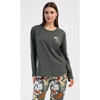 Dámské noční prádlo Vienetta Dámské pyžamo dlouhé Mariana: khaki 1XL