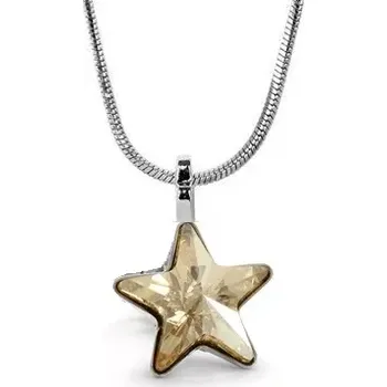 Náhrdelník Swarovski Elements Star vlepený krystal 10mm - Stříbrný náhrdelník (přívěsek + řetízek) zlatá hvězdička 54034.1 Golden Shadow (zlatá, světlá jantarová, zlatobéžová)