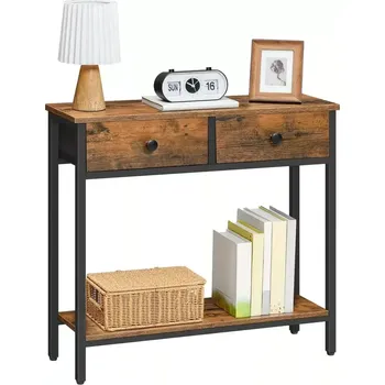 Konzolový stolek Konzolový stolek, kov, dřevo, černá, rustikal, BARBIER