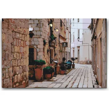 Malování podle čísel - Výhled do ulice - Chorvatsko Velikost: 40x60cm, Rámování: Pouze srolované plátno