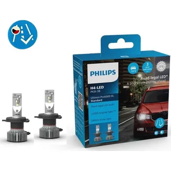 Osvětlení LED autožárovky PHILIPS H4 12V 5800K 950/1550lm HOMOLOGOVANÉ +220% - 2 ks