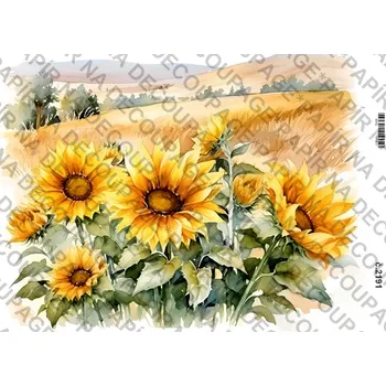 Umělecký papír Rýžový a soft papír na decoupage - Slunečnice, podzim - KB2191 Materiál: Soft, Rozměr: A4