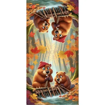 Panel- Velur na polštářek - Bobři