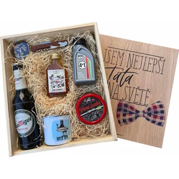 Dárkový potravinový koš Mediabox Dárková dřevěná bedna - Pro tatínka - velká