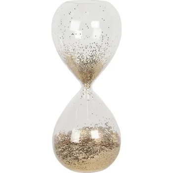 Skleněné přesýpací hodiny se zlatými flitry – 8x8x19 cm