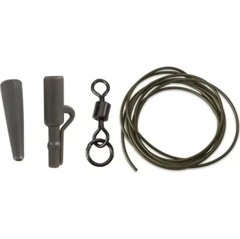 5ks - Sada Anaconda 360° Flex Ring Swivel Safety Lead Clip Kit Army zelená