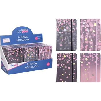 Zápisník Notes linkovaný A6 s gumičkou Kvítí