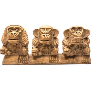 Milujeme Kameny soška Feng shui - 3 opičky dřevěná 108155