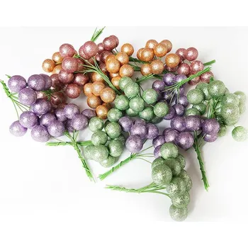 umělá květina Glitr kuličky, na drátku, mix barev, 2 cm, svazek 10 ks