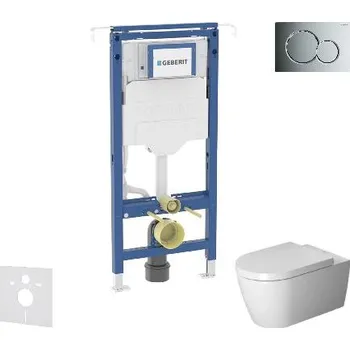 WC sada Geberit Duofix - Set předstěnové instalace, klozetu a sedátka Duravit ME by Starck, tlačítka Sigma01, Rimless, SoftClose, lesklý chrom SANI11CP1103
