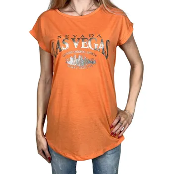 Dámské tričko Emola Dámské tričko s krátkým rukávem LAS VEGAS Barva: Oranžová, Velikost: L