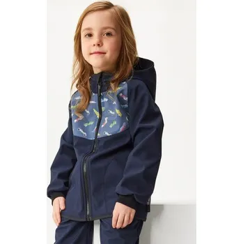 Oblečení a móda Unuo, Dětská softshellová bunda s fleecem Basic, Tm. Modročerná, Auta - 128/134