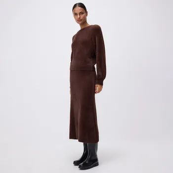 Dámská sukně Reserved - Plisovaná midi sukně - tmavě hnědá - 010HV-89X - 010HV-89X-S