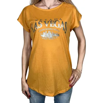 Dámské tričko Emola Dámské tričko s krátkým rukávem LAS VEGAS Barva: Hořčicová, Velikost: L