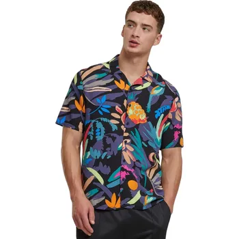 Pánská košile Letní plážová pánská košile z lehké viskózy Urban Classics Barva: blackfruity, Velikost: XL