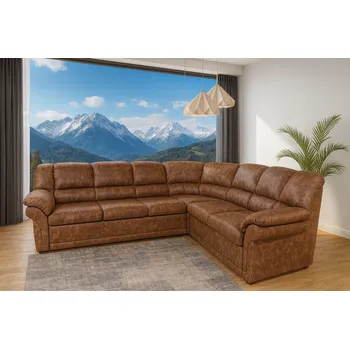 Sedací souprava Rozkládací rohová sedačka ALEXIA DELUXE světle hnědá