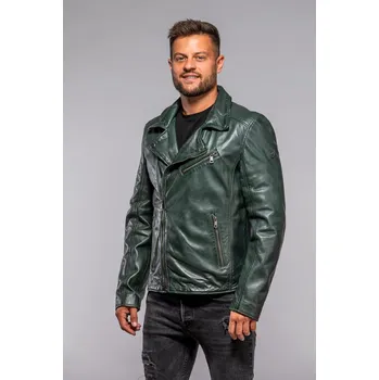 Pánská casual bunda Pánský tmavě zelený kožený křivák MMKunro Velikost L