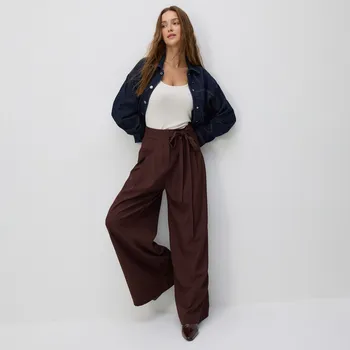 Reserved - Kalhoty se zavazováním - tmavě hnědá - 858GS-89X - 858GS-89X-XL