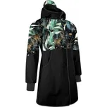 Unuo, Dámský softshellový kabát s fleecem, Černá, Listy a větvičky - 3XL