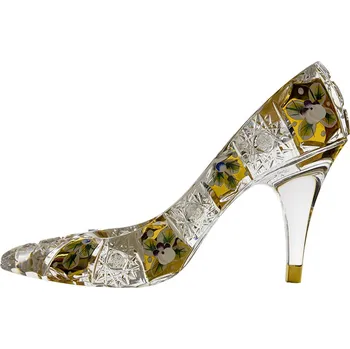 Sklenice Bohemia Crystal broušený střevíc zlacený, délka 195mm klasik brus 500PK